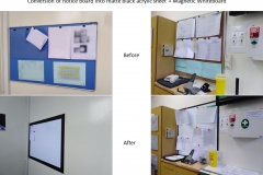 Conversion of notice board into matte black acrylic sheet + Magnetic Whiteboard