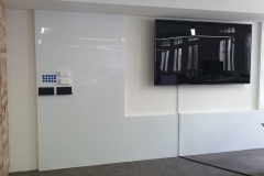 Magnetic Whiteboard with TV monitor<br /> at financial office