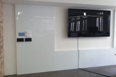 Magnetic Whiteboard with TV monitor at financial office