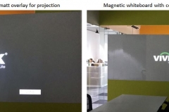 Magnetic whiteboard with center matt<br /> overlay for projection