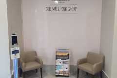 Printed magnetic whiteboard at Eldercare, with lockable Magnetic Frames and Tiles