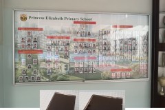Custom made display board with magnetic wallpaper and magnetic photo frames