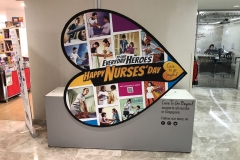 Roving exhibit featuring magnetic graphic display at Mount Alvernia Hospital