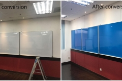 Conversion of whiteboard to full blue magnetic whiteboard